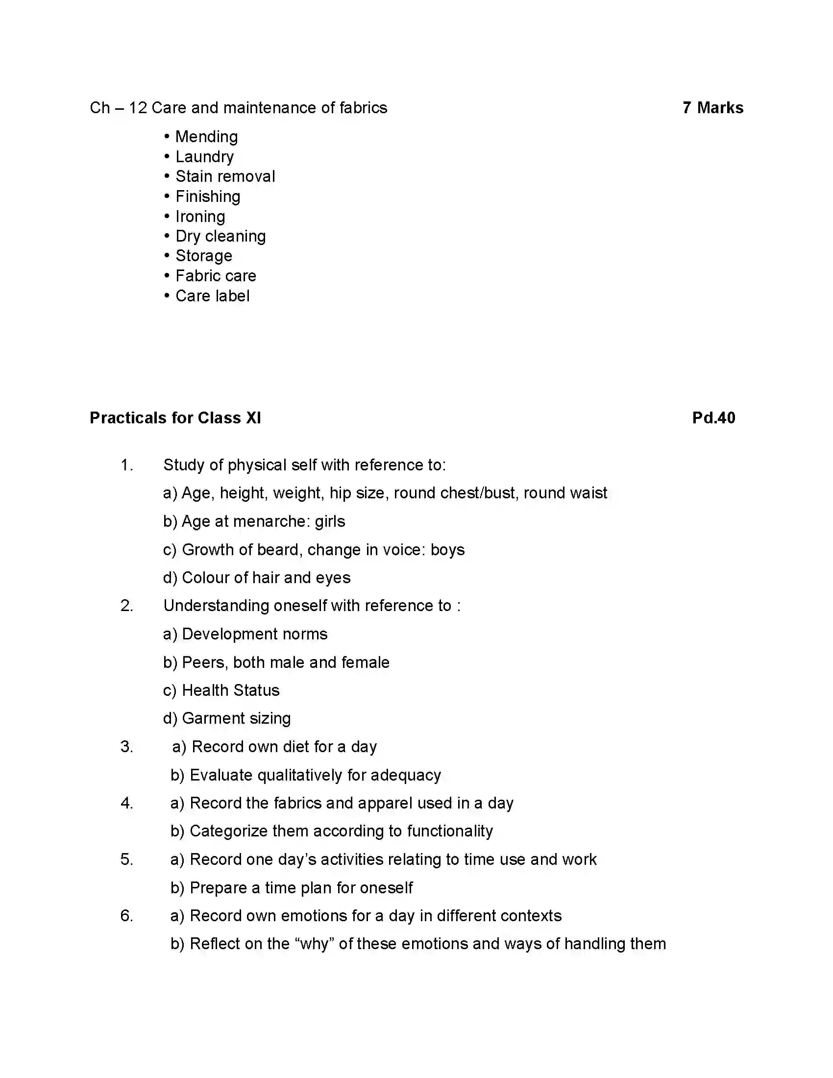 Bihar Board Class 12th 2020 Home Science Syllabus 5