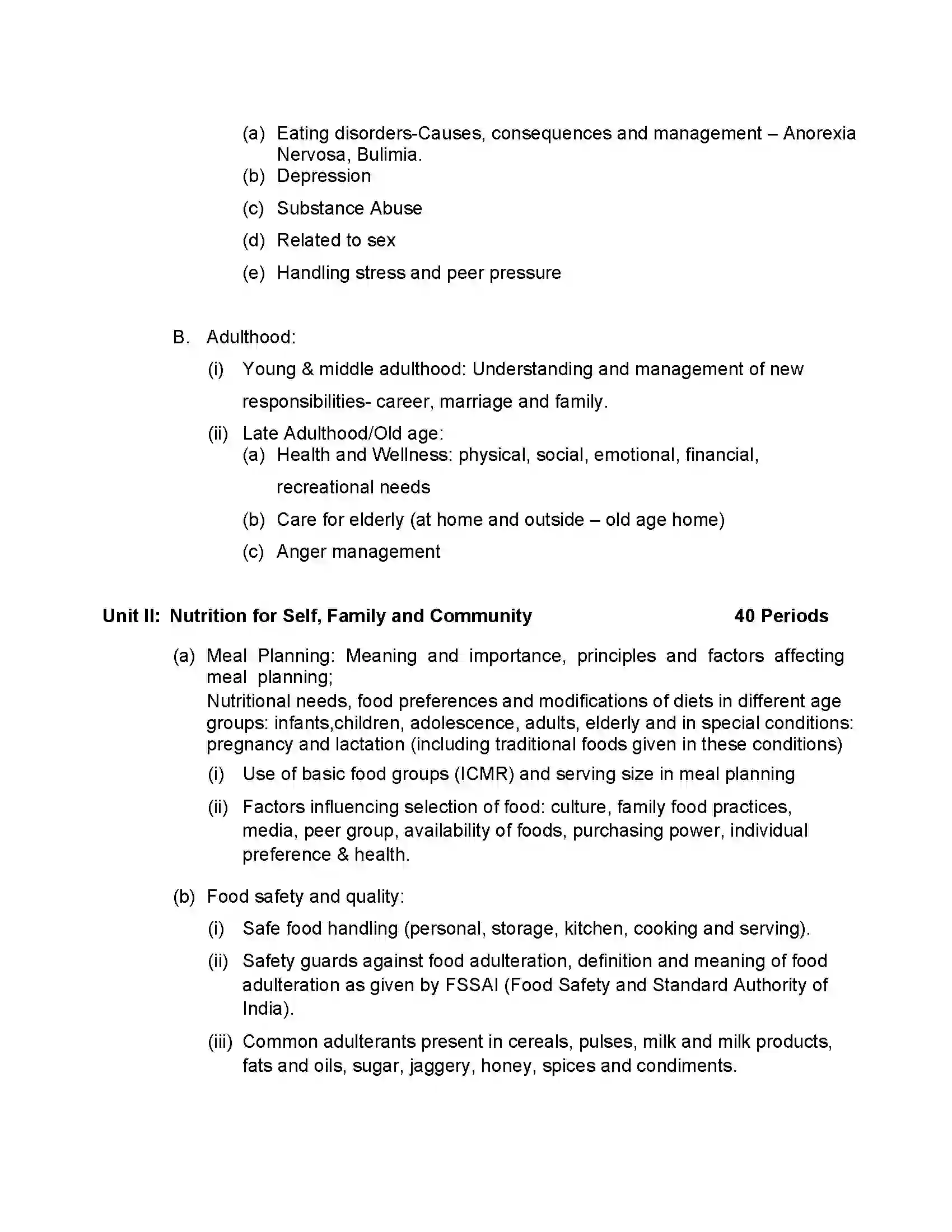 Bihar Board Class 12th 2020 Home Science Syllabus 8