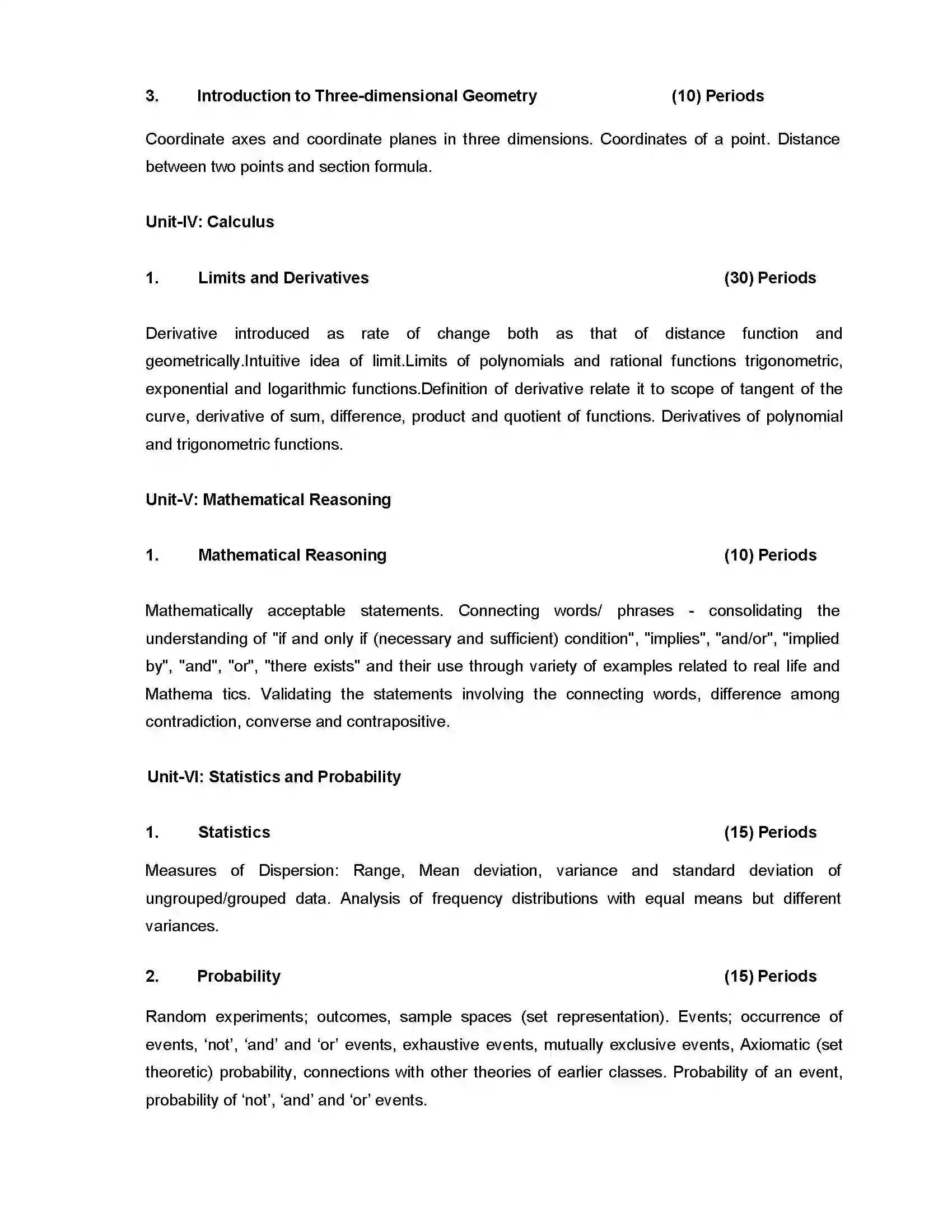 Bihar Board Class 12th 2020 Mathematics Syllabus 5